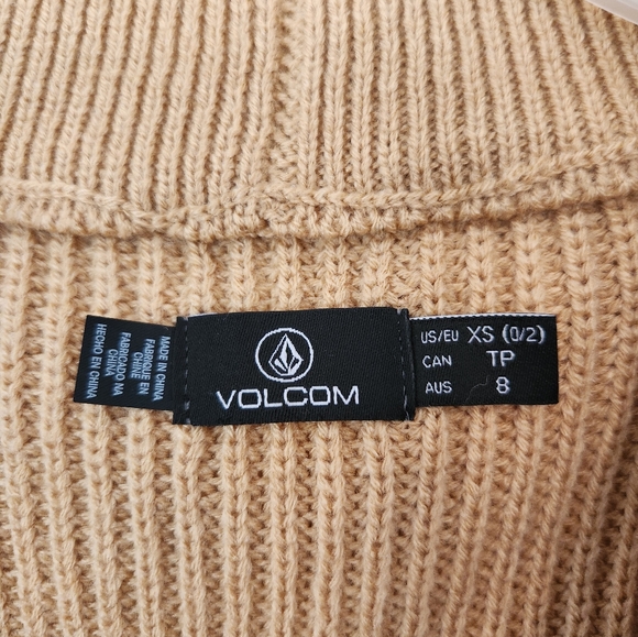 Volcom tan oversized button down sweater vest size XS - Picture 2 of 5